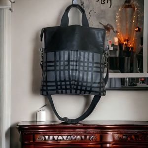 Coach CHARLES FOLDOVER Crossbody  Mens Business TOTE Bag BlackPlaid Leather $495